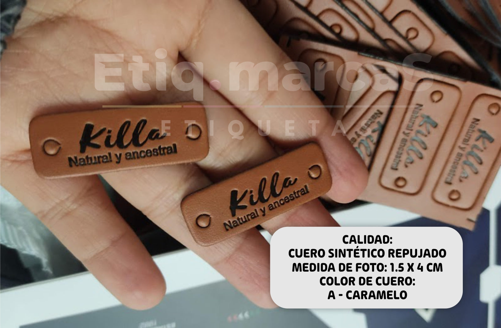 Etiqueta de Cuero Sintético troquelado